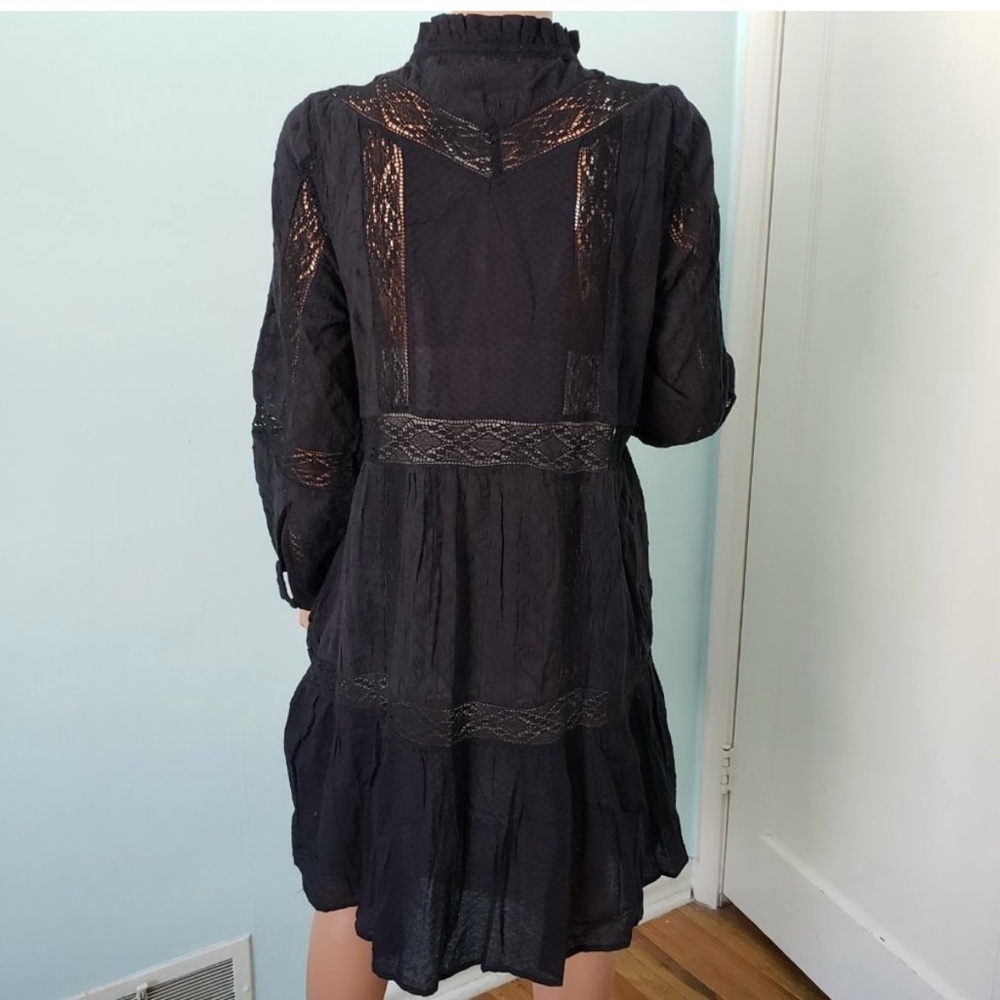 Sundance Small Black Textured Patchwork Lace Clar… - image 2